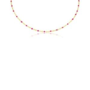 Stainless Steel Hot Pink Enamel Cable Chain